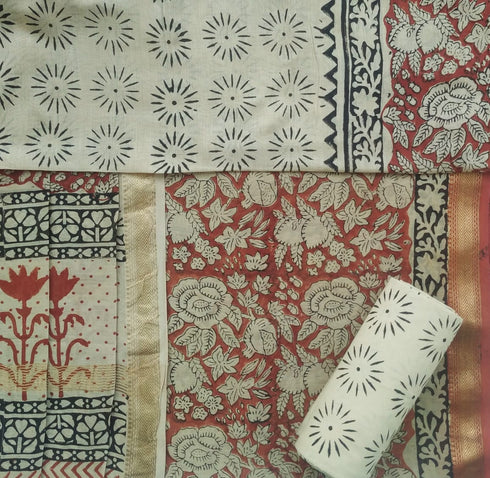 Bagru Print Maheshwari Silk Suit Set (MSL22)